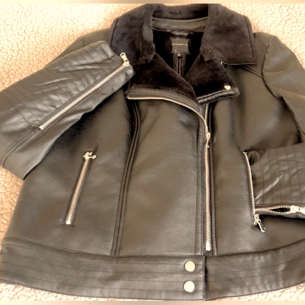 Leather jacket with fur  inside